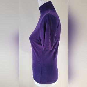 Knit mock turtleneck short-sleeved top